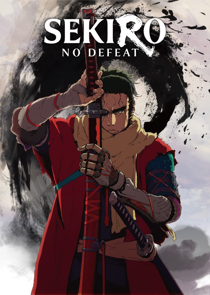 Wolf drawing his katana over a swirl of black ink, the first key visual